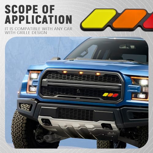Image of Grille Decor Badge, Upgrade Tri-Color Grille Emblem, Car Modification Grille Insert Trims, Car Badge Emblem Accessories Compatible with Most Cars