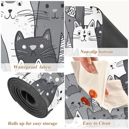 Tapis résistant à la chaleur et chemin de table chat noir et blanc imperméable - 4