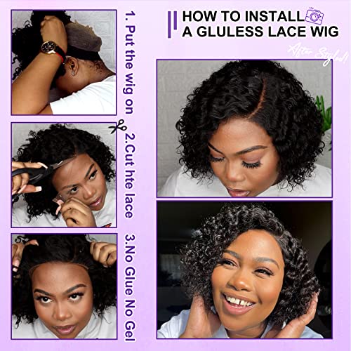 LUVME HAIR 8 Inch Quick Lower Curly Lace Closure Wigs PrePlucked