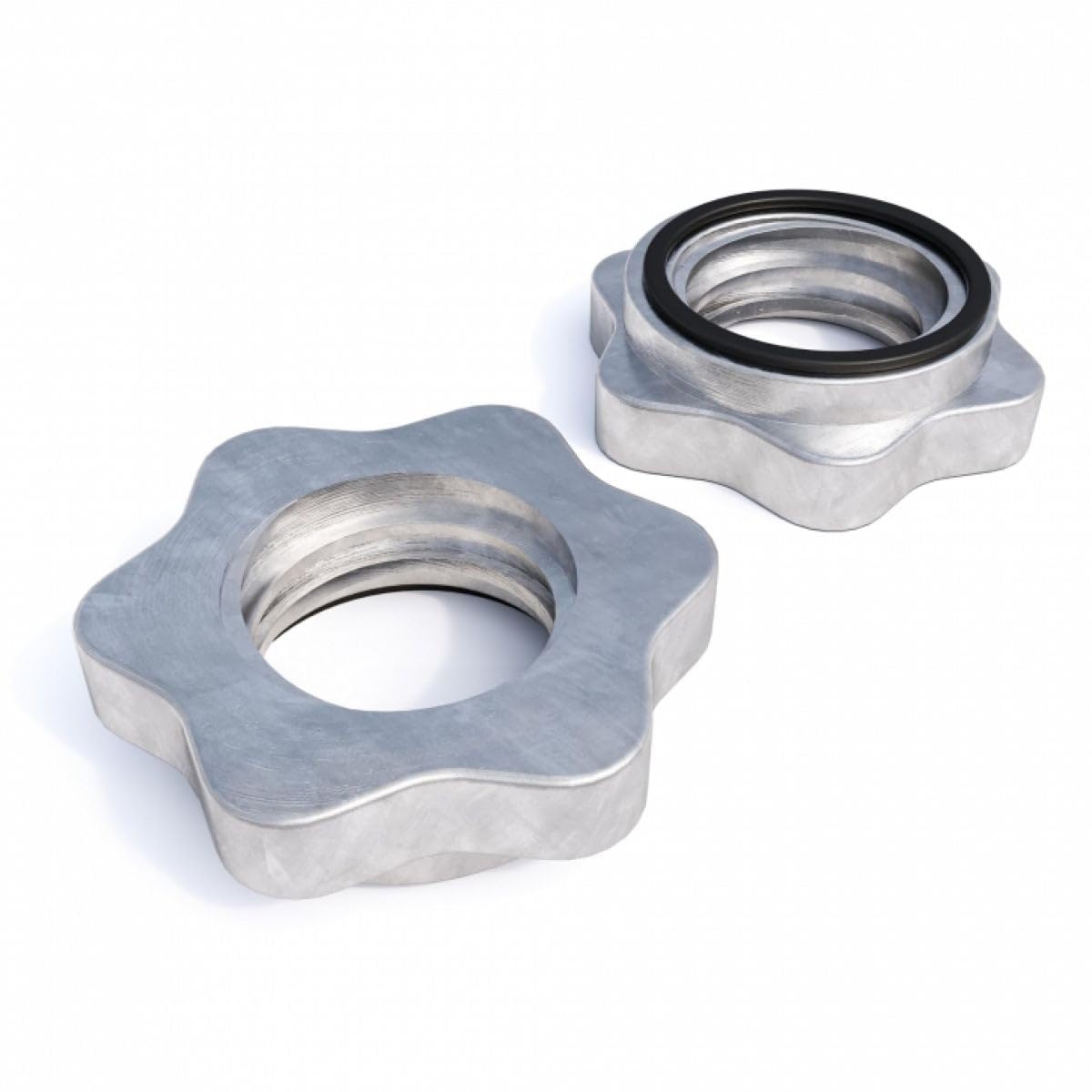 GORILLA SPORTS® Collari Spinlock - 2 Pezzi, per Barre da 30mm, con Anello Gommato, Acciaio Cromato, Argento/Nero - Morsetti a Vite, Ferma Dischi, per Bilanciere, Manubri, Sollevamento Pesi, Palestra