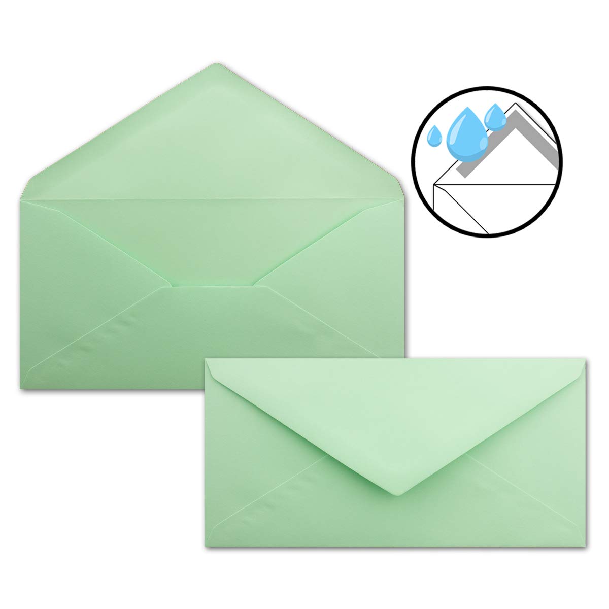 FarbenFroh by GUSTAV NEUSER 50 envelopes mint green DIN long, 110 x 220 mm (11 x 22 cm), wet-glued without window - Image 3