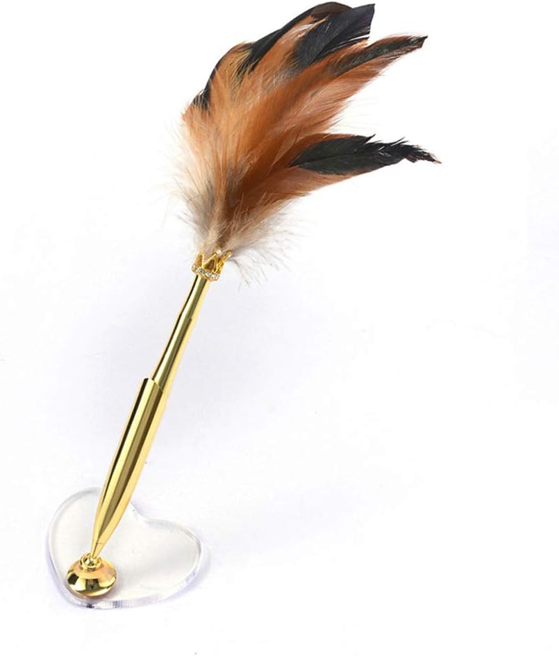 SIPLIV Feather Pen Rollerball Pen with Heartshape Decorative Base