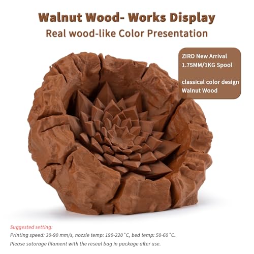 Image of ZIRO 1.75mm PLA Filament, Contain Real Wood Flour, 2.2lbs Walnut Wood