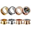 TBOSEN 8 PCS Dull Polish Fashion Ear Tunnels Plugs Gauges Stainless Steel Expander Stretcher Piercings