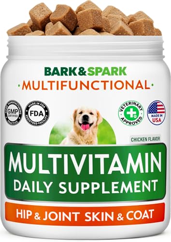BARK&SPARK Dog Multivitamin Chews Glucosamine Chondroitin with Omega 3, Digestive Enzymes &...