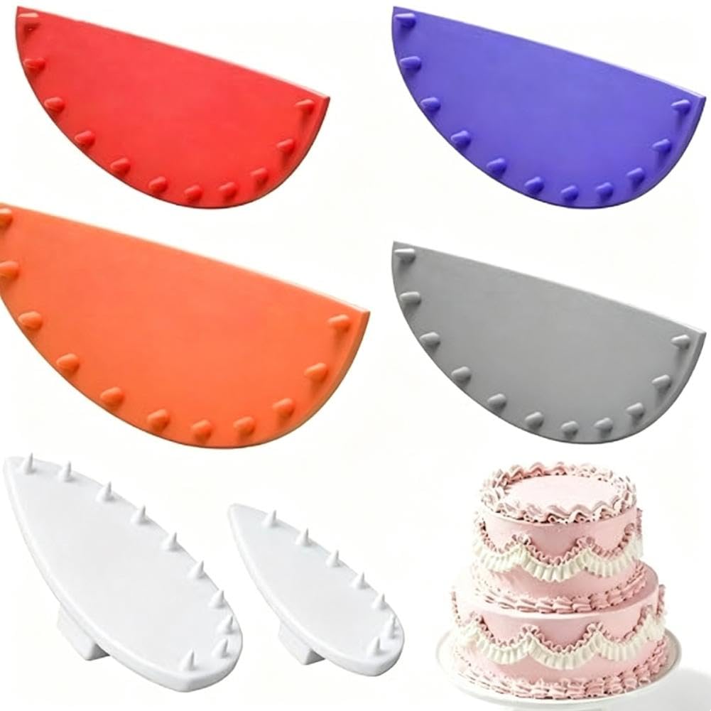 6 Pcs Cake Arch Guide Tool, 5 Colors Cake Piping Decorating Tools, Ruffle Guide CakeStencils GuideTools for 4"-12" Cakes Evenly Space Ruffle Marker, for DIY Cakes Beginners/Cooking Piping Bakers