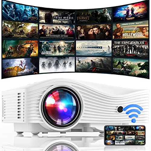WiFiプロジェクター ホームプロジェクター 7000LM【携帯電話の無線/有線接続】 720Pネイティブ解像度 内蔵スピーカー 台形補正 携帯電話/PC/タブレット/ゲーム機/DVD/HDMI/USB/SDカード/AV/Audio Outポート/カメラ三脚対応