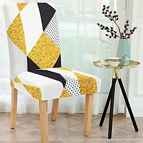 Image of Cortina Dining Chair Slipcover | Anti Slip Chair Cover | Geometric Print, Removable, Easy Wash | Universal Fit Super Soft Stretchy Polyester Spandex | Living Room, Kitchen, Hall | Pack of 4, Multi 10