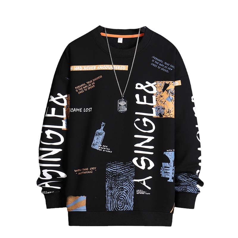 Style japonais Harajuku sweat-shirt col rond automne décontracté