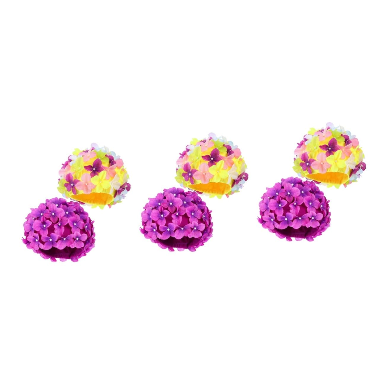 BESPORTBLE 6pièces Bonnet De Natation Fleurs Élastique pour Femmes Casquettes De Bain Réutilisables Chapeaux De Natation Confortables pour Cheveux Et Courts