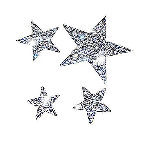 Bling Crystal Rhinestone Car Sticker Decal, Waterproof Bling Sticker Decor for Car Bumper Window Laptops (Star, Sliver)