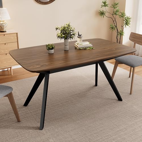 GDFStudio 59" Industrial Dining Table Solid Wood Rustic Kitchen Table