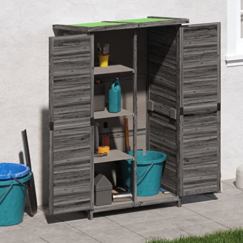 Gecheer Garden Shed Wooden Garden Tool Shed, Outdoor Garden Storage Shed, Gardening Tool Storage Garden Storage Furniture Grey 83x57x140 cm Solid Wood Pine Garden Shed