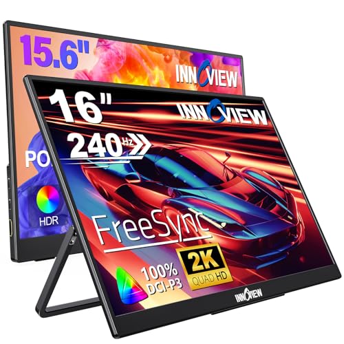 Image of InnoView Portable Monitor 15.6 inch +16 inch Portable Monitor for Laptop with Protective Sleeve Built-in 90 Adjustable Stand USB C HDMI Ultra-Slim Portable Laptop Monitor for MacBook Phone PS4 /5 Xbox Switch
