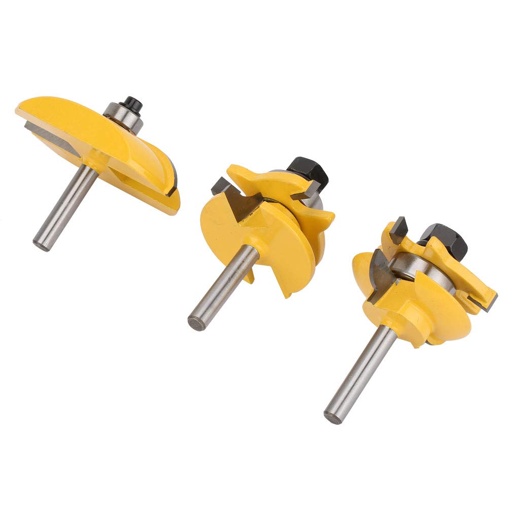 Set di 3 frese per profili a cassetta e stile con gambo da 1/4 pollice, fresa in carburo per lavorazione del legno con rivestimento resistente al calore, adatta a legni duri,