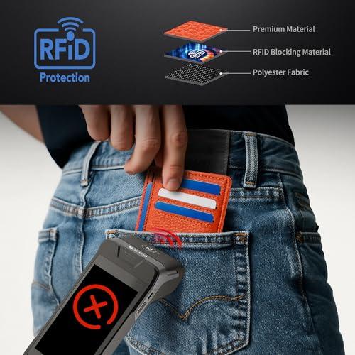 Image of Mayski Slim Wallet, Credit Card Holder for Women, Minimalist Front Pocket RFID Blocking Card Cases, Small Wallet Women Men(Lichee Orange)