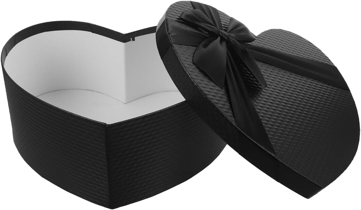 Zerodeko Heart Box, Black Heart Shaped Box, Paper Flower Arrangement for Valentine S Day Wedding Party Favor Candy Packaging