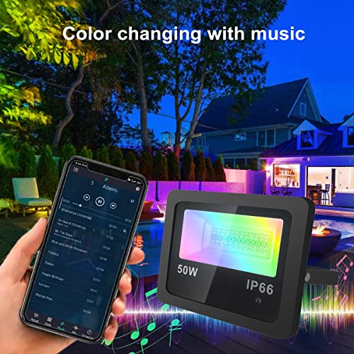 Boyilitd Rgb Flood Light, Smart App Control 50W Color Changing Exterior Light Outdoor Led Flood Light With Remote #TOP3