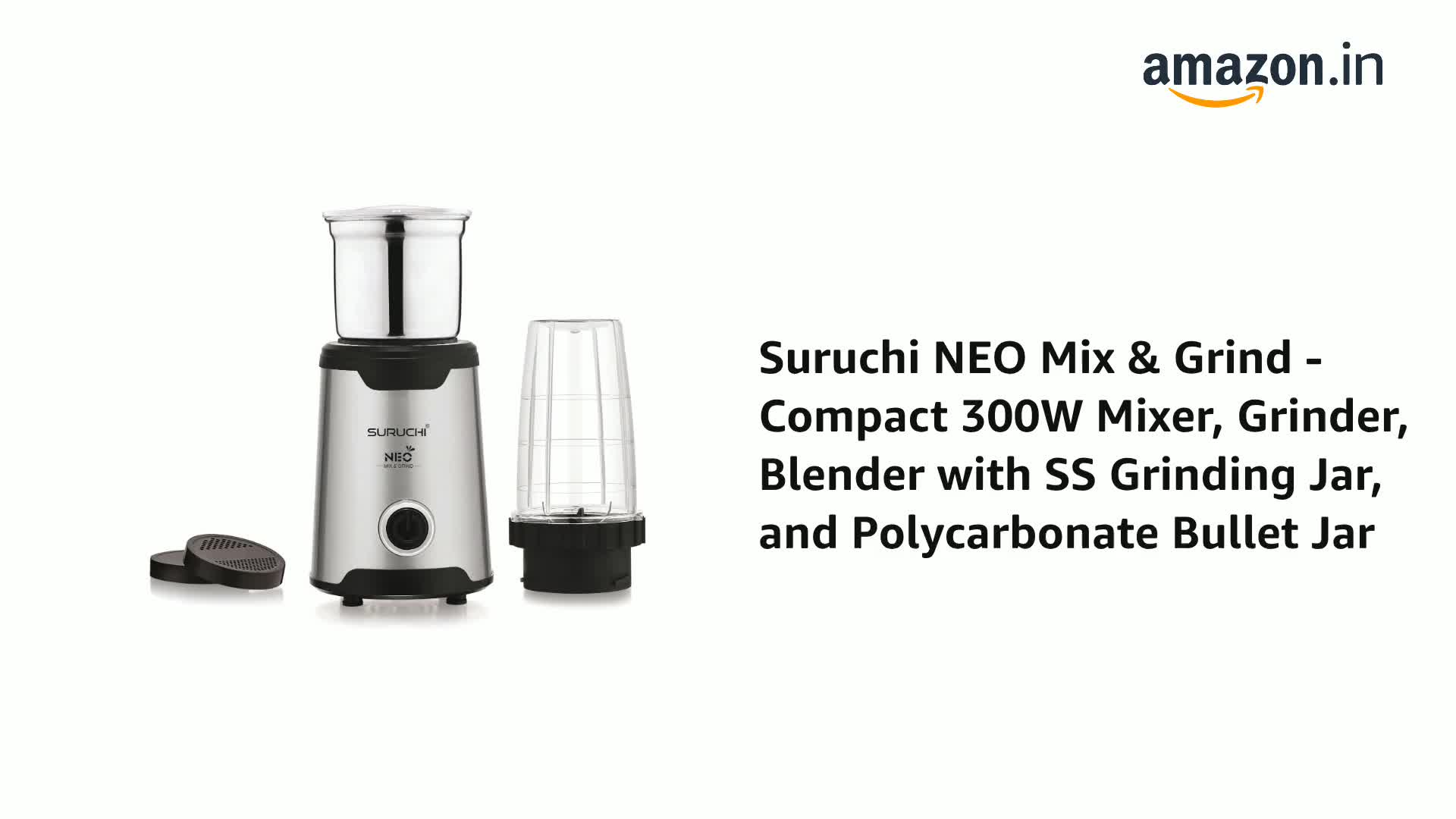 Watch Suruchi NEO Mix & Grind - Compact 300W Mixer, Grinder