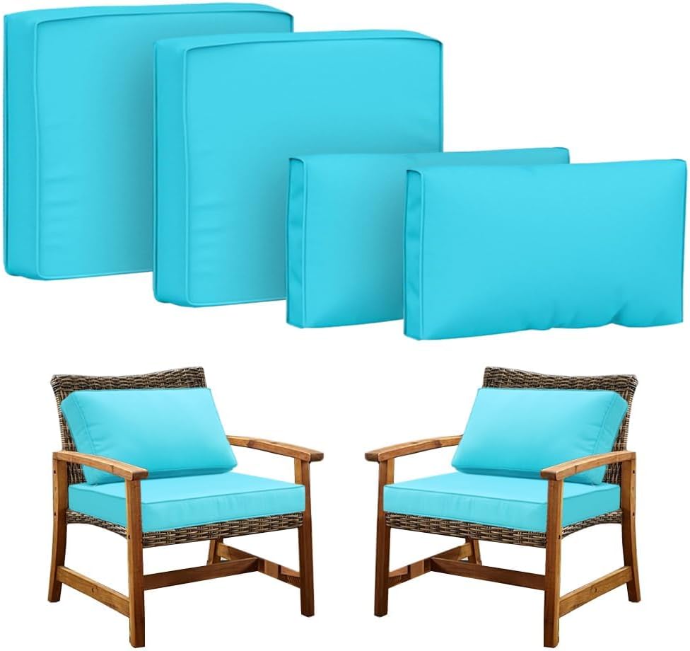 Covers for 4Pcs Patio Cushion 24.8X24.8x3.5inch Outdoor Furniture Cushion Slipcovers Replacement with Zipper Seat and Backrest Cover for Garden and Backyard (Cyan, 24.8X24.8x3.5inch(4Pack))