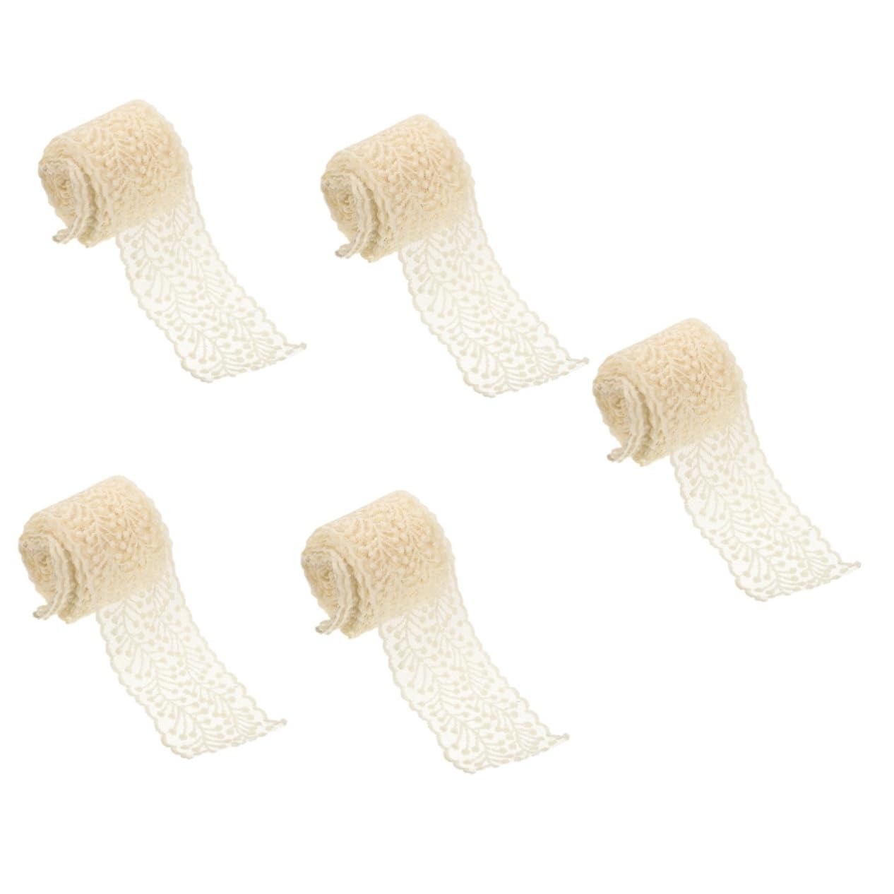 SHINEOFI 5rollos Cinta De Encaje De Bordado Para Manualidades y Ropa Adorno De Encaje Elegante Para Diy Metros De Material Para Accesorios De Moda y Decoración De Ropa