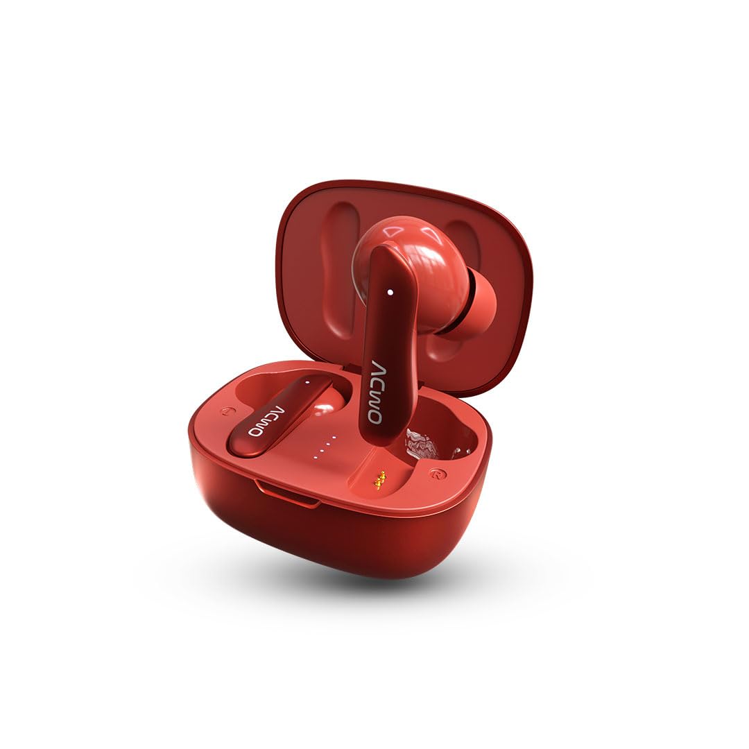 ACwO Dwots Bliss in Ear Truly Wireless Earbuds Made in India with 50H of Playtime, 50Ms Low Latency, Sonic Shield ENC Technology,10Mm Bass Boom X Driver, Auto Connect, BT V5.3, Crimson Red ACwO Dwots Bliss in Ear Truly Wireless Earbuds Made in India with 50H of Playtime, 50Ms Low Latency, Sonic Shield ENC Technology,10Mm Bass Boom X Driver, Auto Connect, BT V5.3, Crimson Red