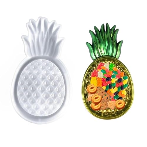 Deryarcle EUEBYM2946A Pineapple Shape Jewelry Dish Resin Mold,Jewelry Tray Silicone Molds,Trinket Storage Box Epoxy Resin Mold Oval Plate Casting Mould cover