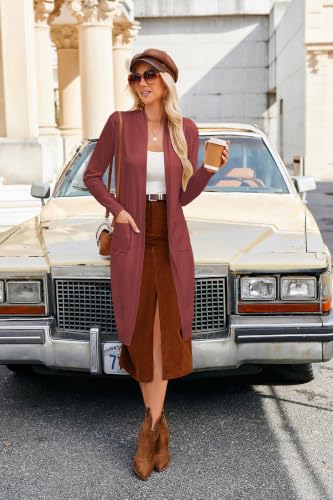 Image of GRACE KARIN Essential Solid Open Front Maxi Long Knitted Cardigan Sweater for Women