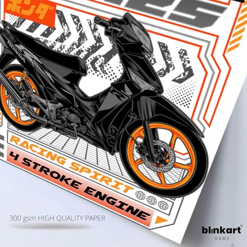 Image of BLINKART Honda Supra X 125Car Posters Sticker Gift Items for Boys Room Wall Decor || Comes with Double-Sided Tape|| Decoration Bedroom Living Room Office Studio Decor | 12x18 In (A3) - CAR-279