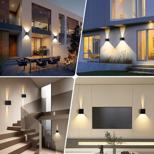 Éclairage mural étanche IP65 noir 1320LM avec détecteur