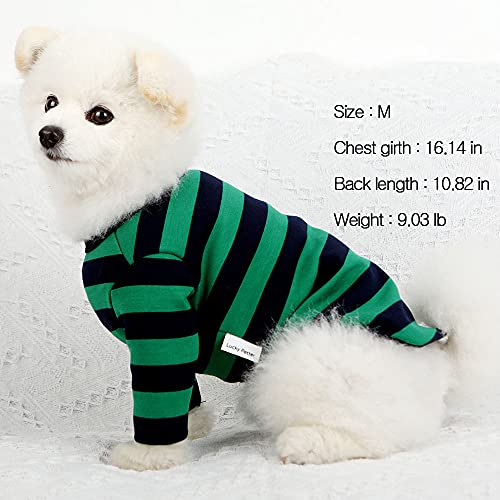 Lucky Petter Dog Cotton Shirts For Small And Large Dogs Rugby Striped T-Shirts Soft Breathable Dog Shirt Pet Clothes (Large, Green/Navy) #TOP1