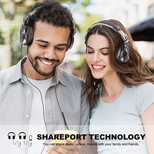 Image of OneOdio Over Ear Headphone, Wired Bass Headsets with 50mm Driver, Foldable Lightweight Headphones with Shareport and Mic for Recording Monitoring Mixing Podcast Guitar PC TV - (Grey)