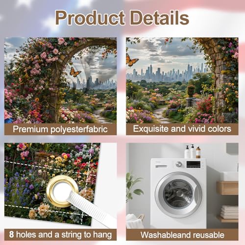 Image of Garage Door Decorations 6 x 13 ft, Floral Garden Cover