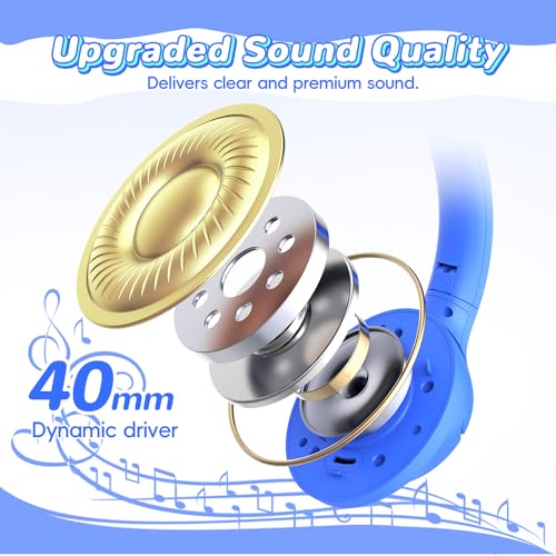 Image of Kids Bluetooth Headphones, 85H Playtime for Toddler Boys (Azure No LED)