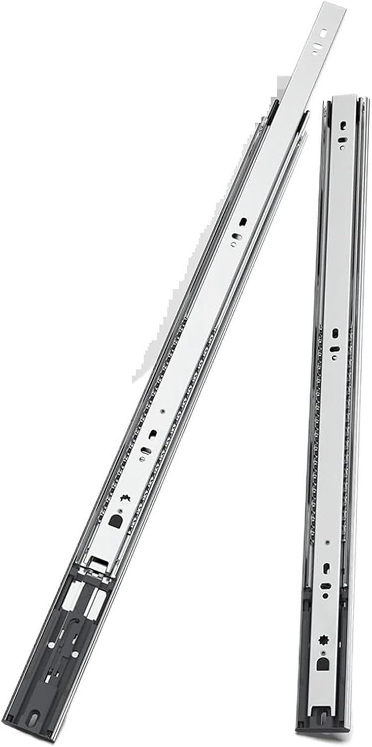 Side Mount Cabinet Runners Glides 40 Wide Three Section Stainless Steel Drawer Slides Cushion Damping(16 inches)