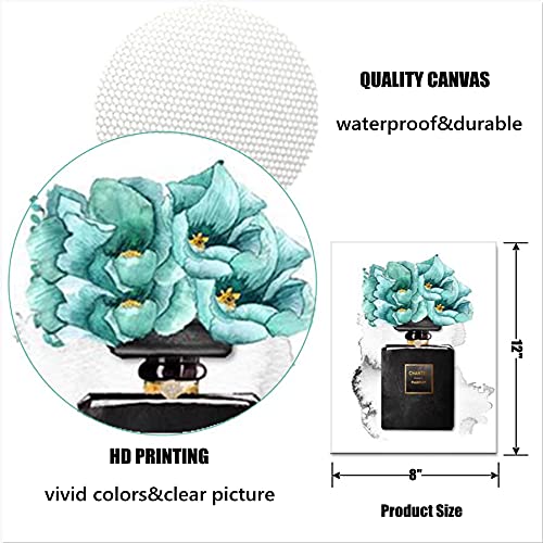 Yowocal Fashion Woman Wall Art Canvas Print Poster,8"X12" Perfume Handbags High Heels With Flowers Drawing Decor For Living Room Bedroom Girls Dorm Make Up Room(Set Of 4,Unframe) #TOP2