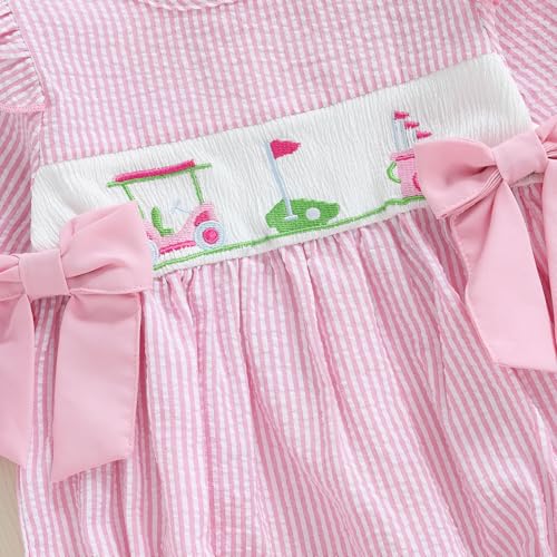 Baby Girl Fall Clothes Newborn Golf Embroidery Long Sleeve Smocked Bubble Romper Onesie Bodysuit Cute Golf Outfit4