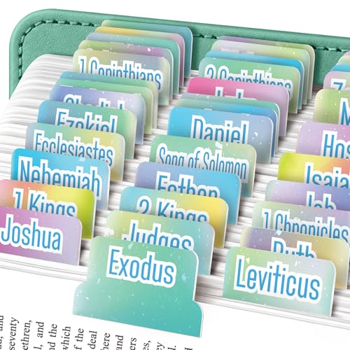 EssexWares - Pastel Gradient Bible Tabs for Old and New Testament, 80 Large Print Tabs for Bible Study, Water-Resistant and Durable Index Tabs for Women and Men - 1.7" Wide