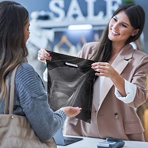 Rainbows & Lilies 100 Merchandise Bags 12X15 - Plastic Bags With Handles, Retail Shopping Bags For Small Business, Goodie Bags For Party Favors, T-Shirts, Gift Bags Bulk - Thick Reusable Bags (Black) #TOP3