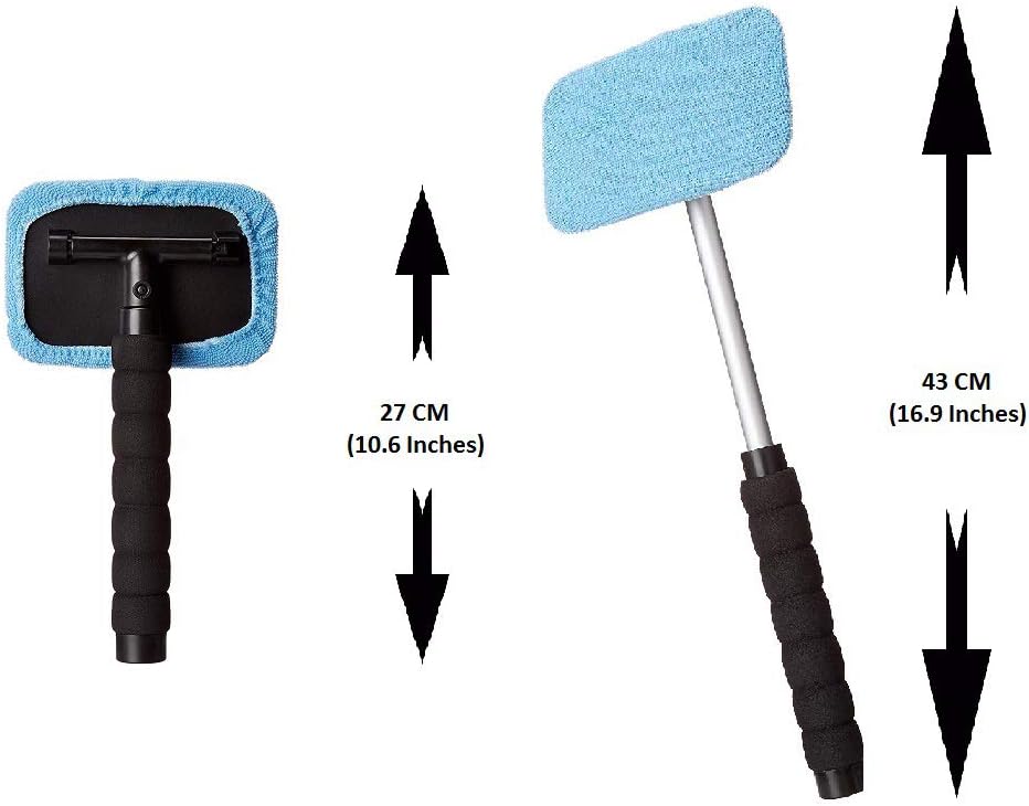 Luminous Group Windshield Cleaner Window Windshield Cleaning Tool with Extendable Handle and 2 Washable Reusable Microfiber Cloth Auto Interior Exterior Glass Wiper Car Glass Cleaner Kit (Extendable)