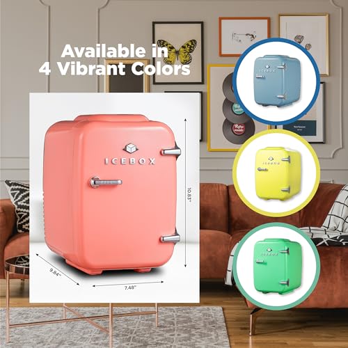 ICEBOX IBMF4BLS Mini Fridge For Bedroom, Skincare Refrigerator, Portable Cooler & Warmer for Makeup, for Office & Home, Mini (4 L / 6-Can), Blush Red by ICEBOX - Used condition - Image 7