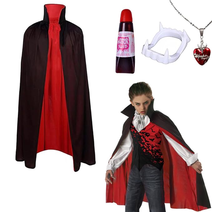 ZZRSYJ Capuche Cape Réversible,Cape De Vampire D'halloween,Vampire