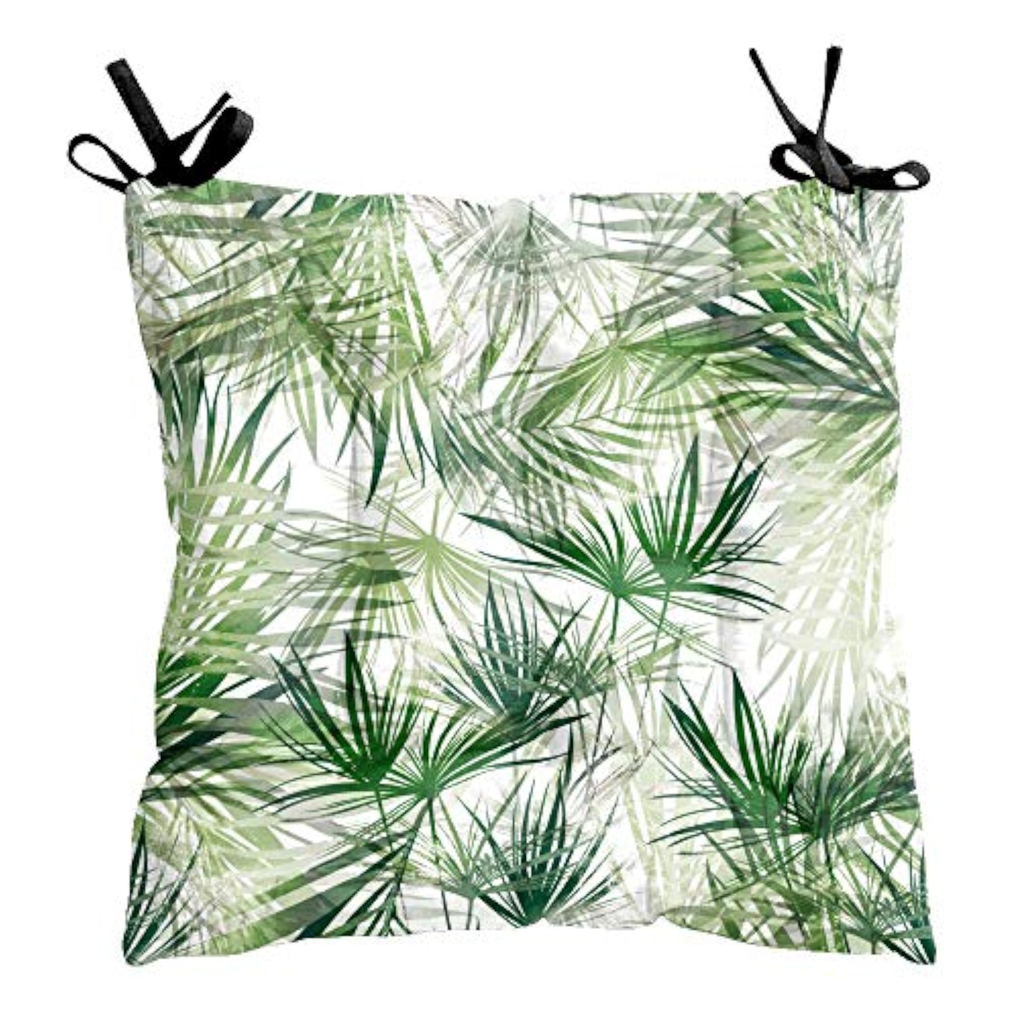 Floral Polyester Chair Pads with Ties, Set of 2