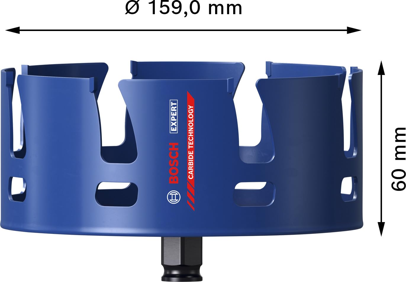 Bosch 1x Sierra de corona EXPERT Construction Material PC Plus (para Madera blanda, Aglomerado, Ø 159 mm, Professional Accesorios Taladro)