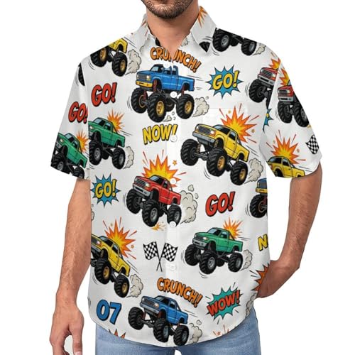 Chemise décontractée pour homme imprimé camion BD en coupe regular fit