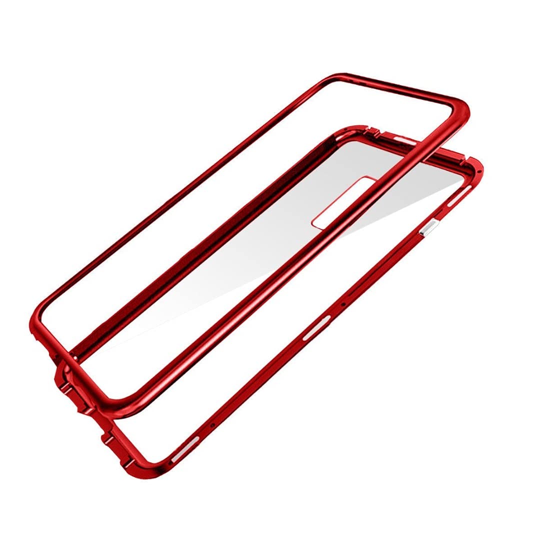 TECLUSIVE Ultra Luxury Magnetic Metal Bumper Case with Back Transparent Toughened Glass for Samsung S9 || Aluminum Metal Auto Magnetic 360 Degree Protection Case Cover || Exclusively by TECLUSIVE (BLACK / SILVER / RED) (RED) (B07H5T435L) Amazon Price History, Amazon Price Tracker