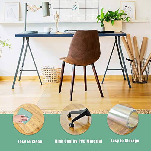Goplus 47" X 47" Pvc Chair Mat For Hardwood Floor Clear Multi-Purpose Floor Protector For Office And Home Anti-Slip Floor Protective Mats (47" X 47") #TOP1