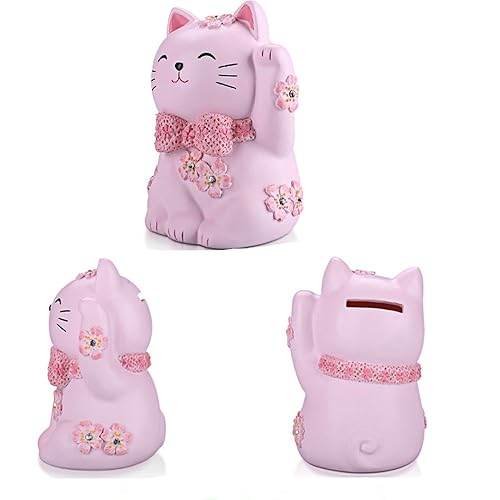 Miniatura 2 de Lindo rosa Maneki-Neko Lucky Cat Hucha Decoración del Hogar Adorno Regalo para Niñas