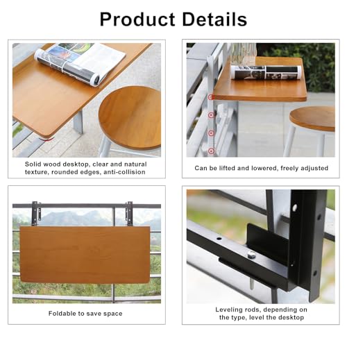 Table balustrade suspendue balcon réglable pour aménager les petits espaces