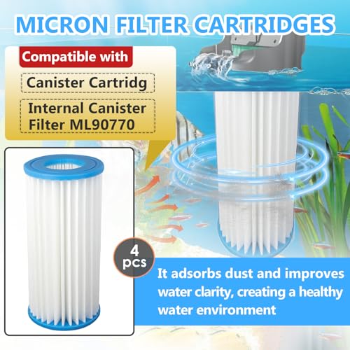 Image of 4 Pack Micron Filter Cartridges Compatible with Marineland Magnum ML90770 | Compatible with Marineland Magnum ML90770 & Magnum Canister Filters, Freshwater & Saltwater Aquarium Water Polishing